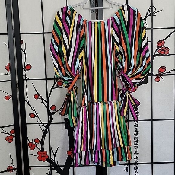 Caroline Constas Bella Striped Mini Puff Sleeve Mini Dress - Picture 10 of 12